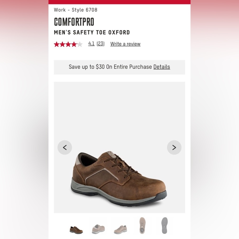 Red Wing Men’s Safety Toe Oxford Comfort Pro